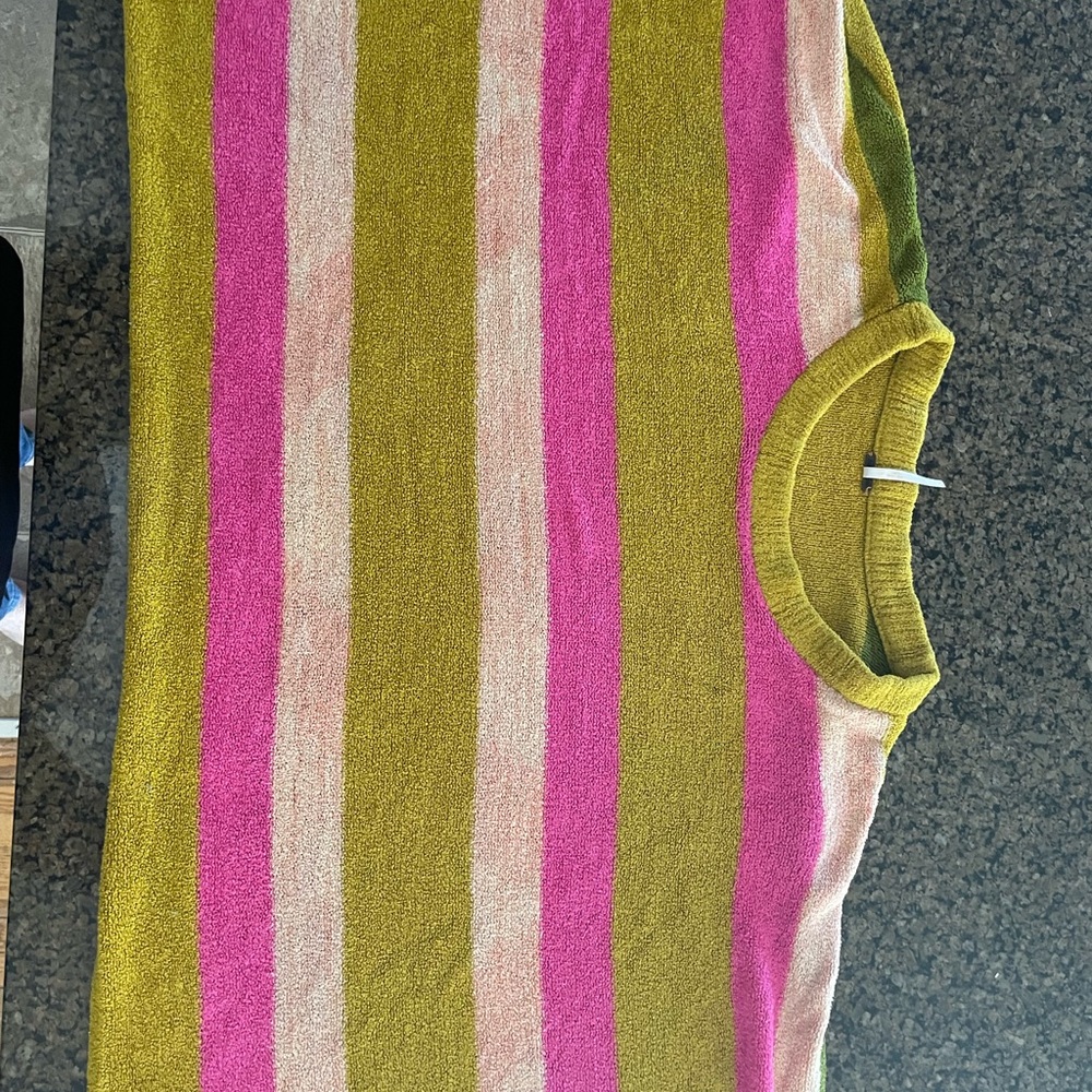 Free People TV Striped Sweater - Pink, Green, and Cream